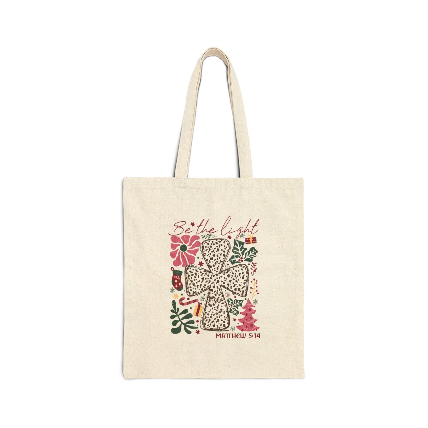 Christmas Cotton Tote Bag - Be the Light Holiday Shopping Bag