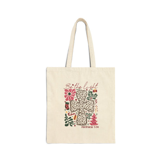 Christmas Cotton Tote Bag - Be the Light Holiday Shopping Bag