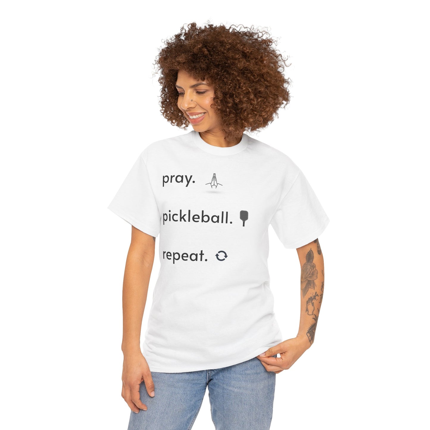 Pray, pickleball, repeat regular sized unisex heavy cotton tee