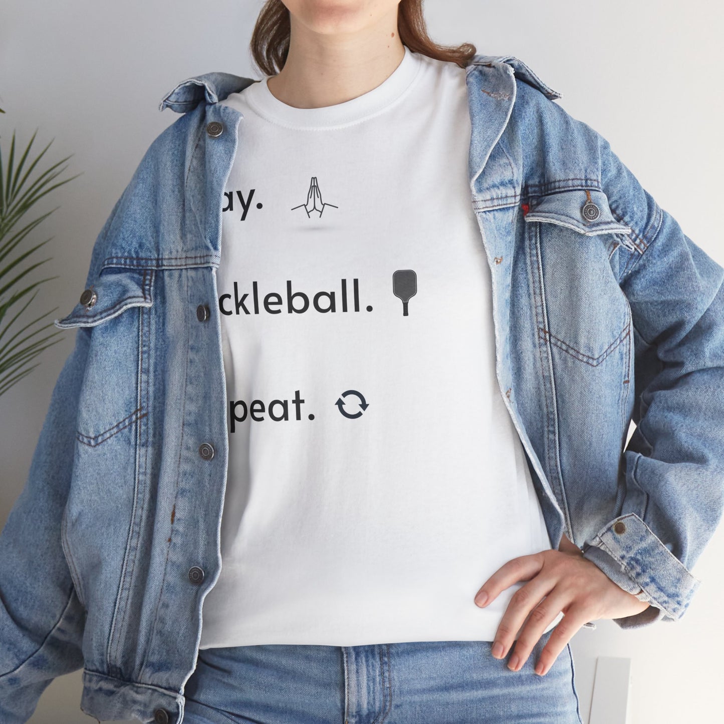 Pray, pickleball, repeat regular sized unisex heavy cotton tee