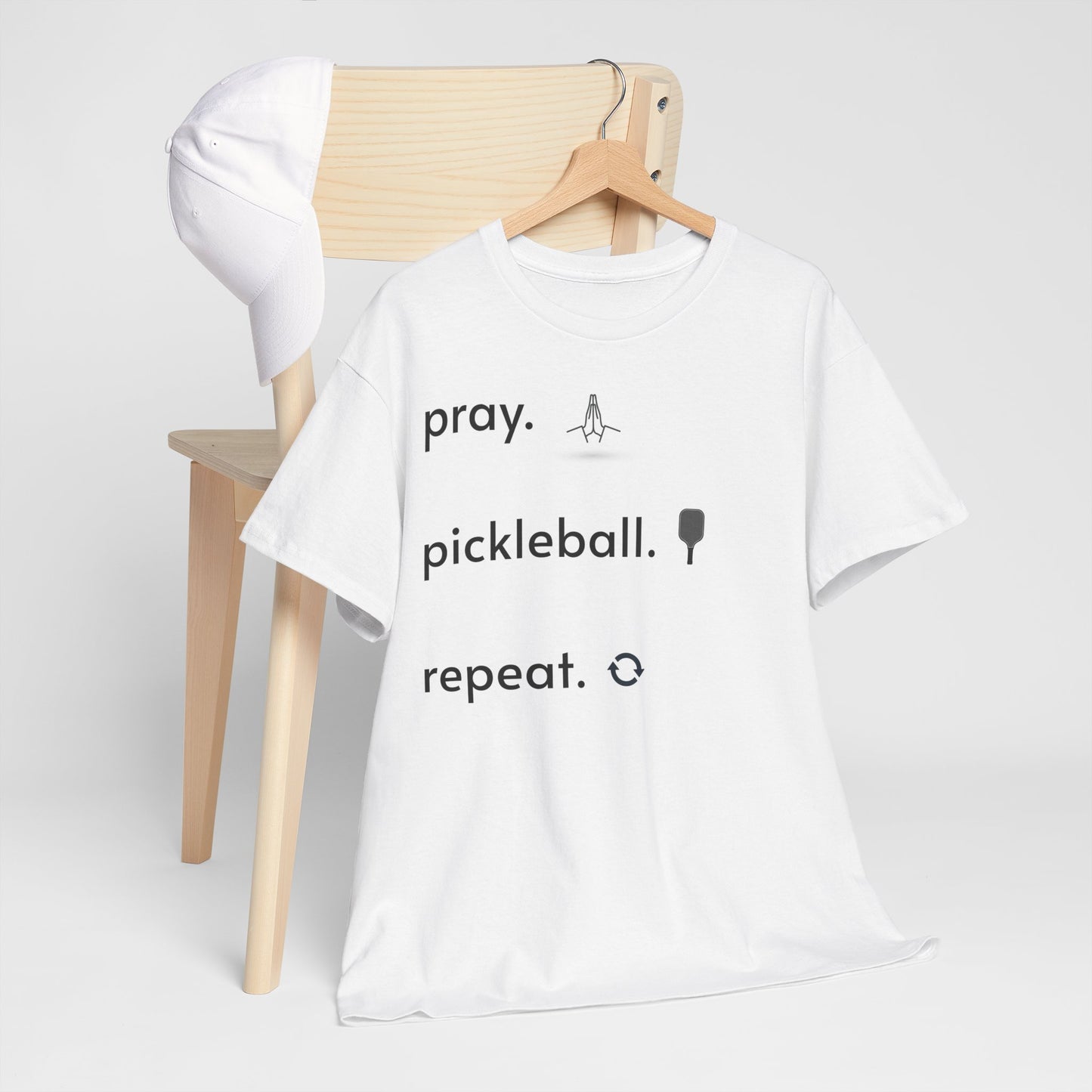 Pray, pickleball, repeat regular sized unisex heavy cotton tee