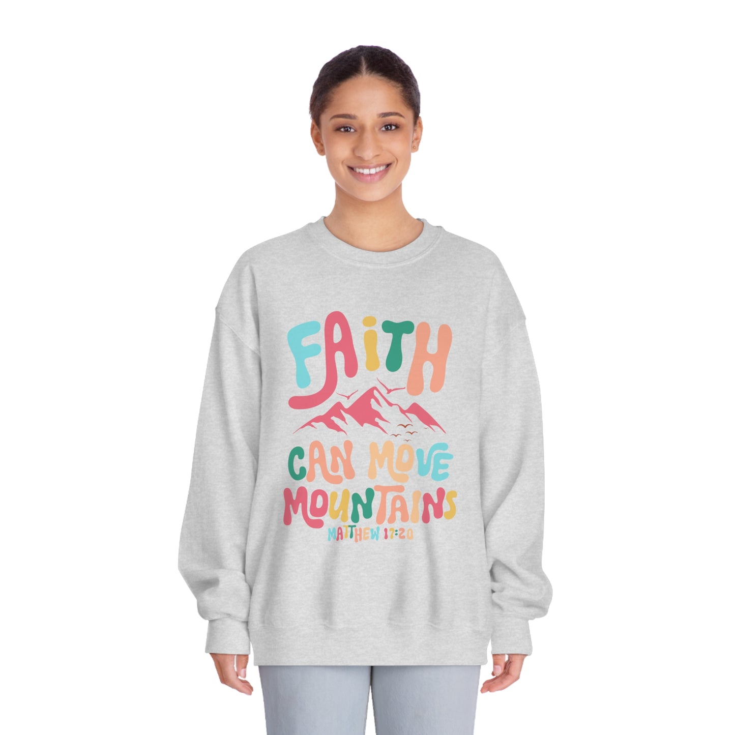 Faith Can Move Mountains Unisex DryBlend® Crewneck Sweatshirt