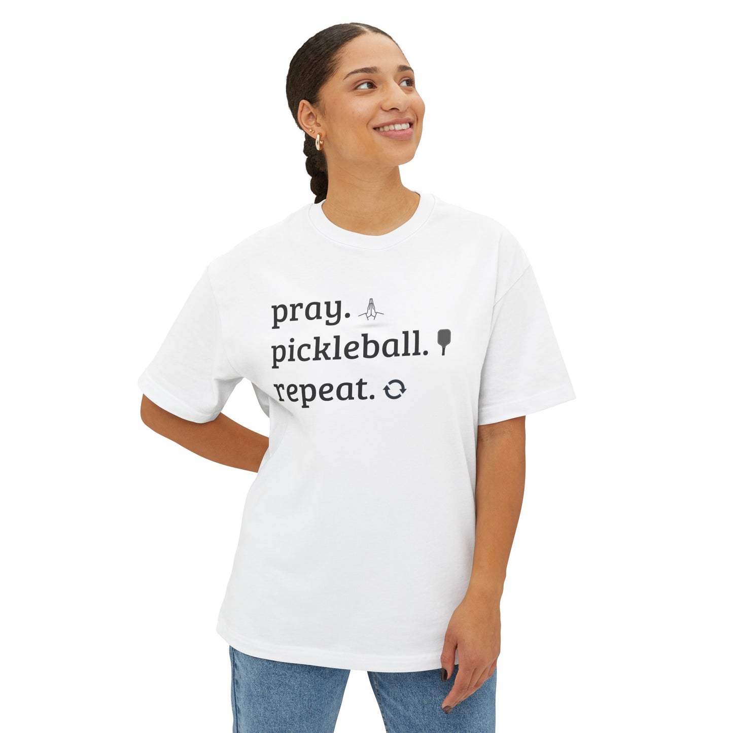 Pray, Pickleball, repeat unisex oversized boxy tee