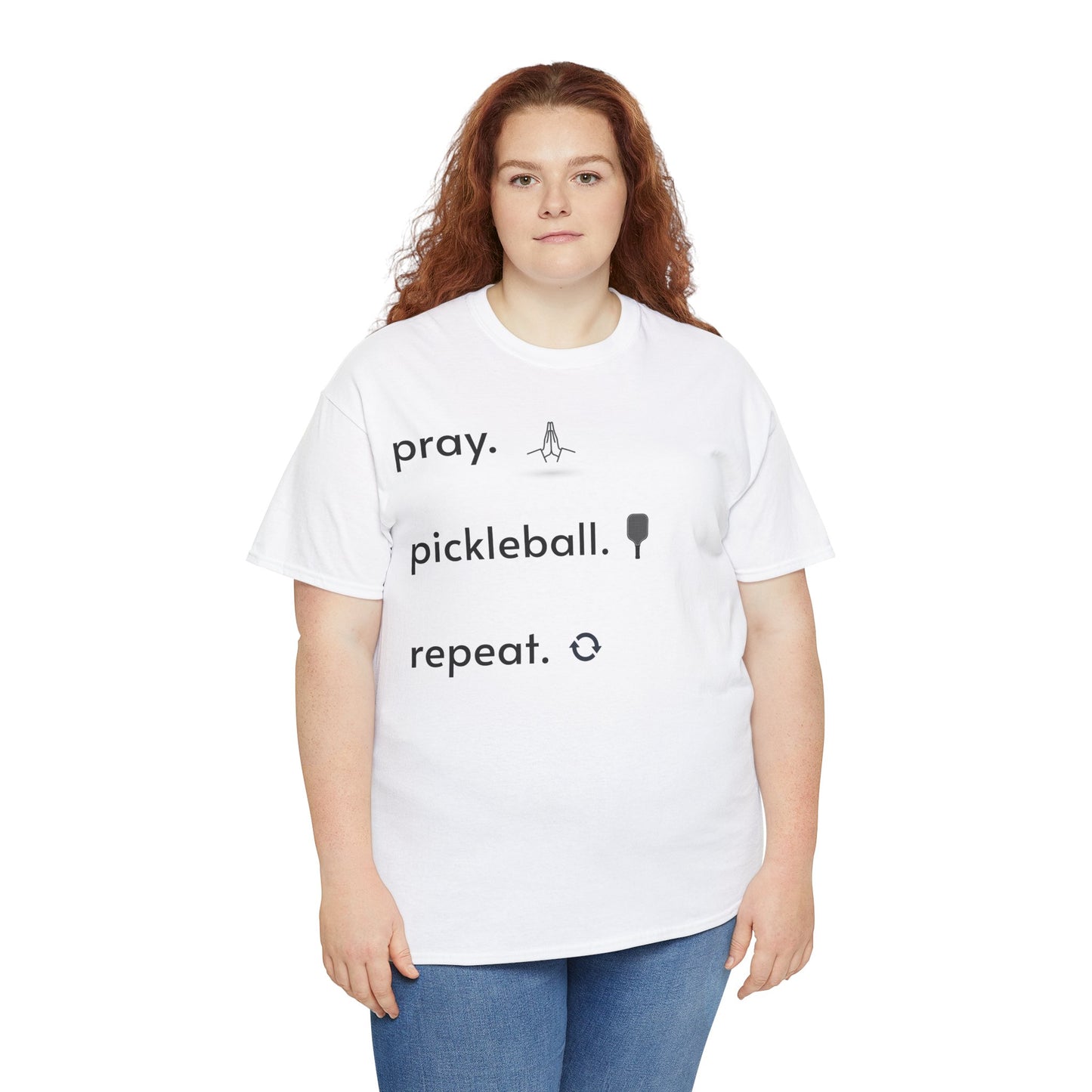 Pray, pickleball, repeat regular sized unisex heavy cotton tee