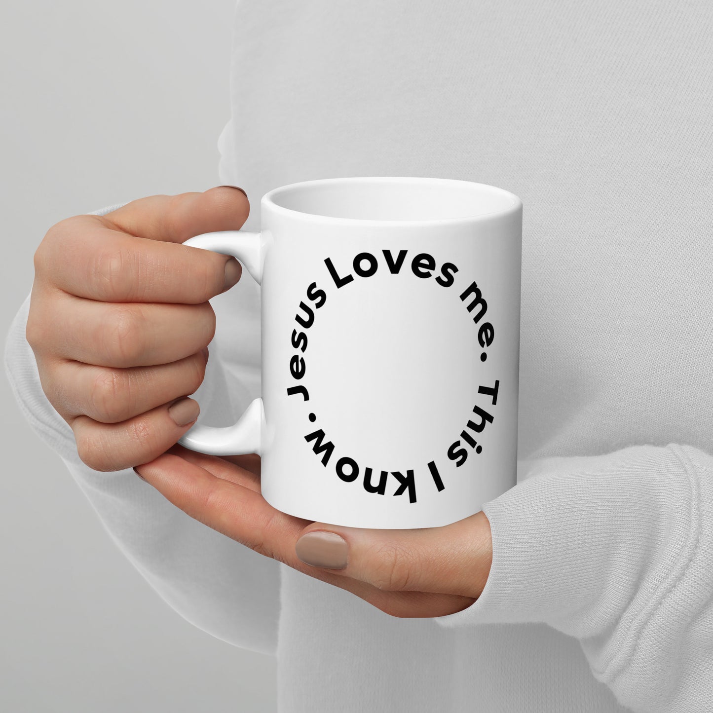 Jesus loves me white glossy mug for coffee/tea