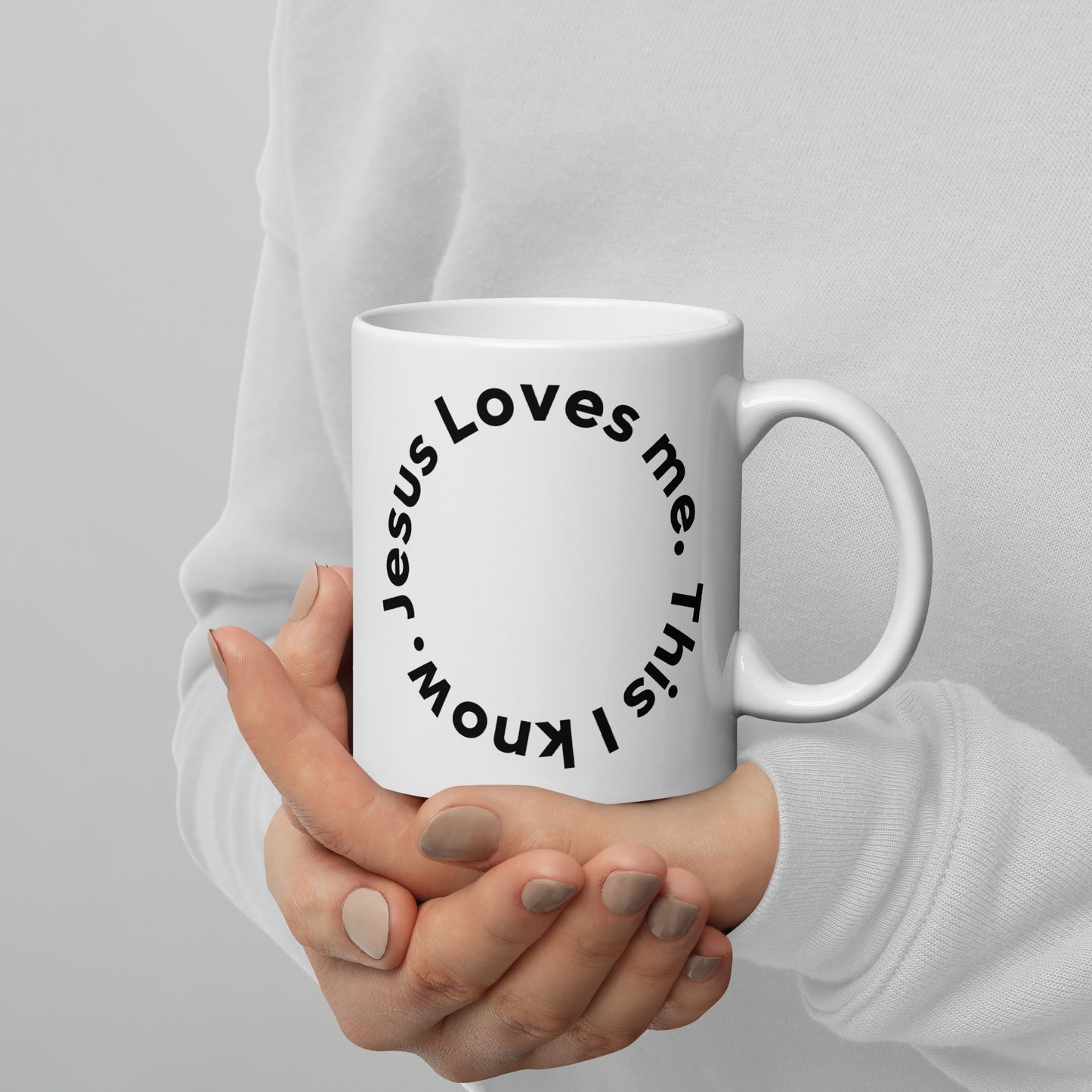 Jesus loves me white glossy mug for coffee/tea